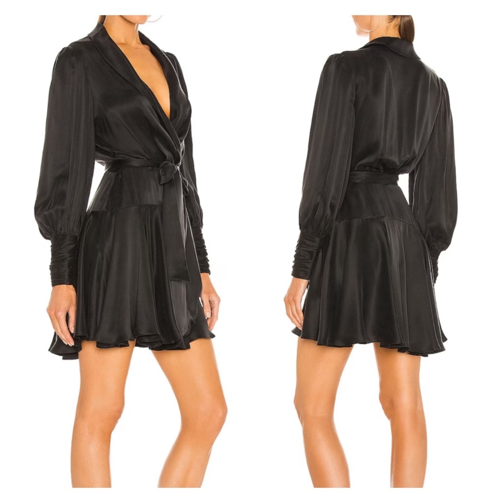 Zimmermann black silk wrap dress